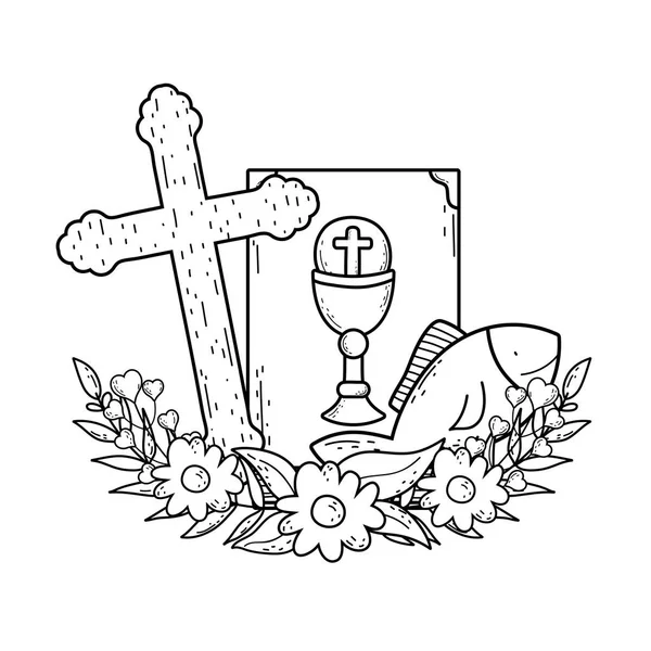 Священна книга з хрестом — стоковий вектор