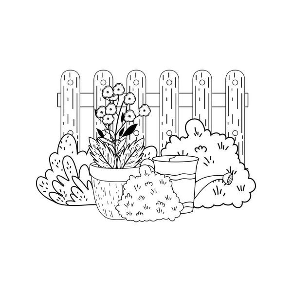 Gärtner Duschregner mit Blättern und Blumen — Stockvektor