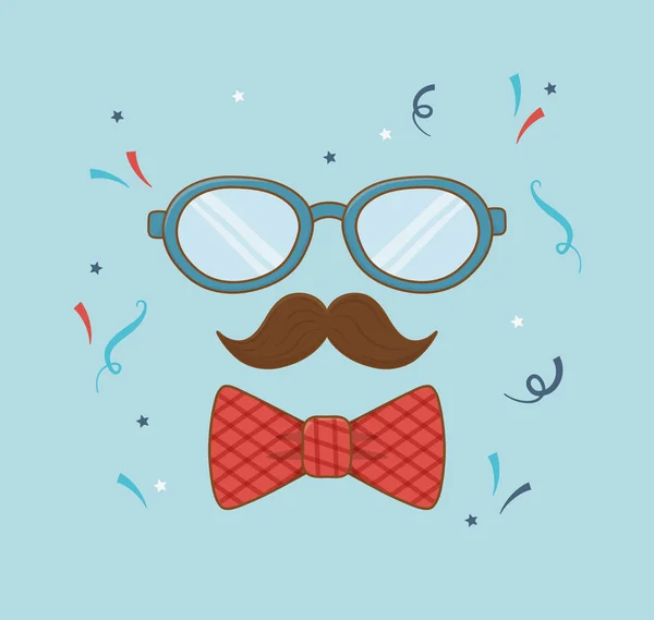 Cartão de dia feliz pais com bigode e óculos —  Vetores de Stock