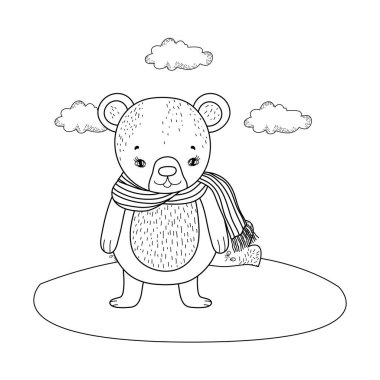 Kampta eşarp ile sevimli küçük ayı