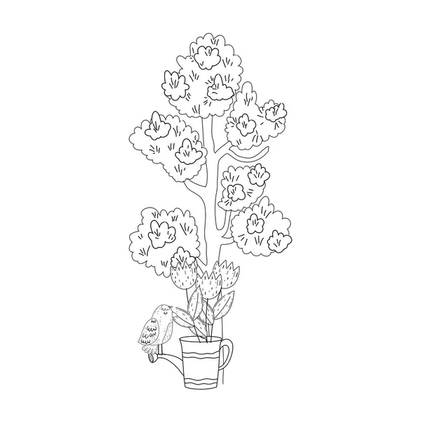 Baumpflanze mit Blumengarten — Stockvektor