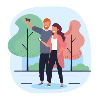 akıllı telefon ile komik adam ve kadın çift