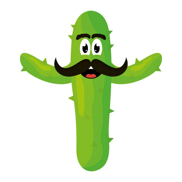 Mexikansk kaktus med mustasch-emojikaraktär — Stock vektor