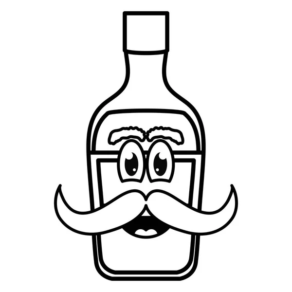 Garrafa de tequila com caráter bigode — Vetor de Stock