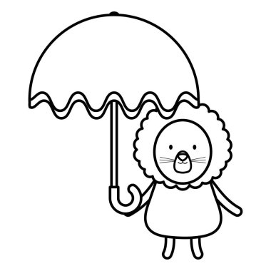 şemsiye çocuksu karakter ile sevimli aslan