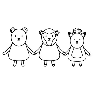 sevimli grup hayvanlar çocukça karakterler