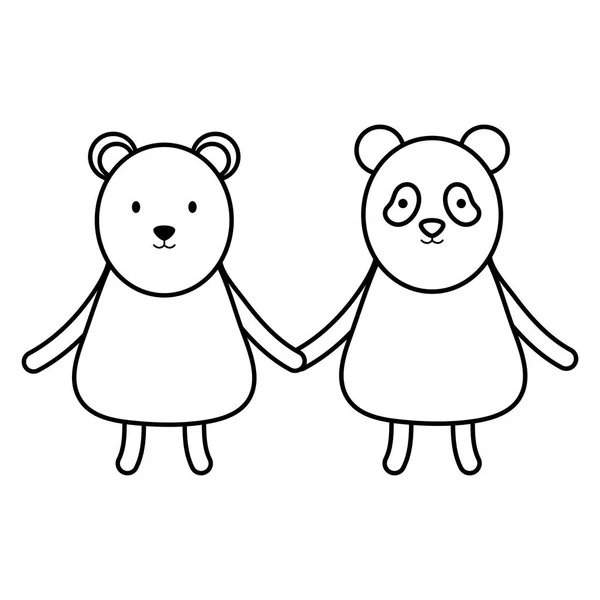 Niedliche Bären Panda und Eisbär — Stockvektor