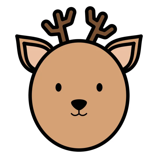 Cute reindeer head childish character — Stock Vector