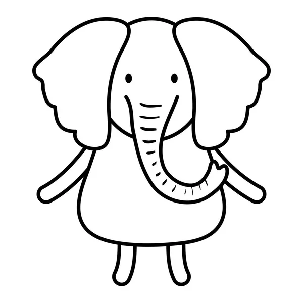 Mignon éléphant caractère enfantin — Image vectorielle