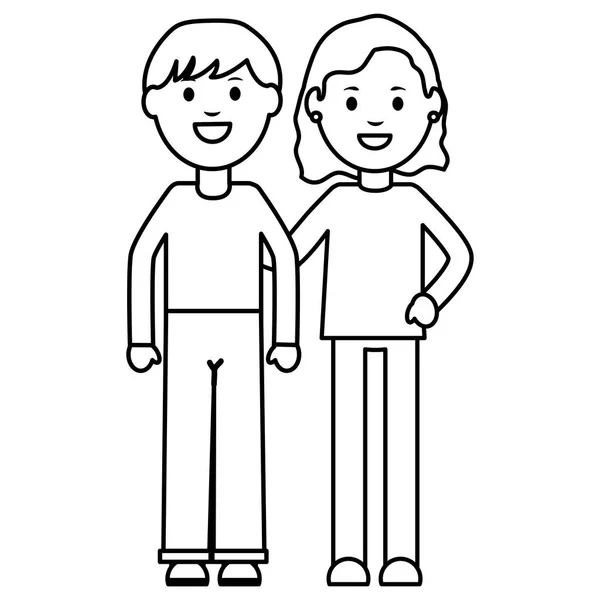 Jóvenes avatares pareja personajes — Vector de stock