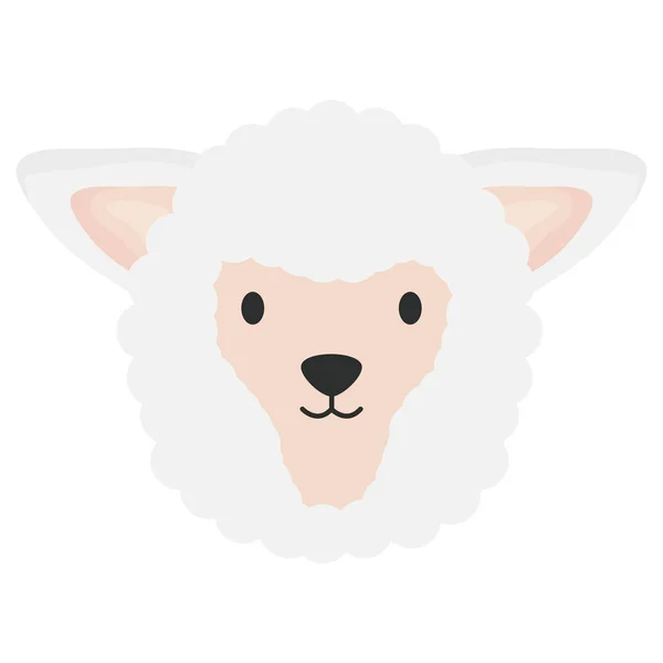 Lindo cabeza de oveja carácter infantil — Vector de stock