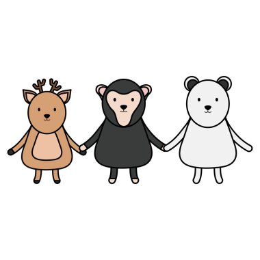 sevimli grup hayvanlar çocukça karakterler