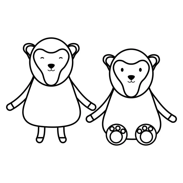 Singes mignons quelques personnages enfantins — Image vectorielle