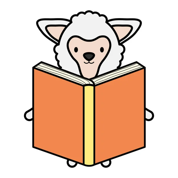 Милі вівці читають книгу дитячий персонаж — стоковий вектор