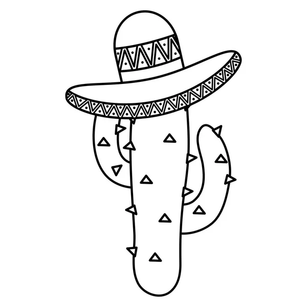 Planta de cactus con sombrero mexicano — Archivo Imágenes Vectoriales