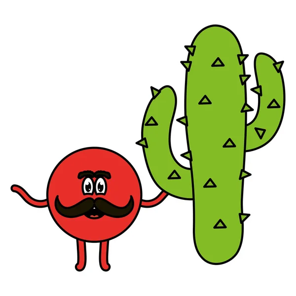Emoji meksiko dengan karakter kaktus - Stok Vektor