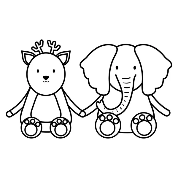 Słodkie słonia i renifery znaków — Wektor stockowy