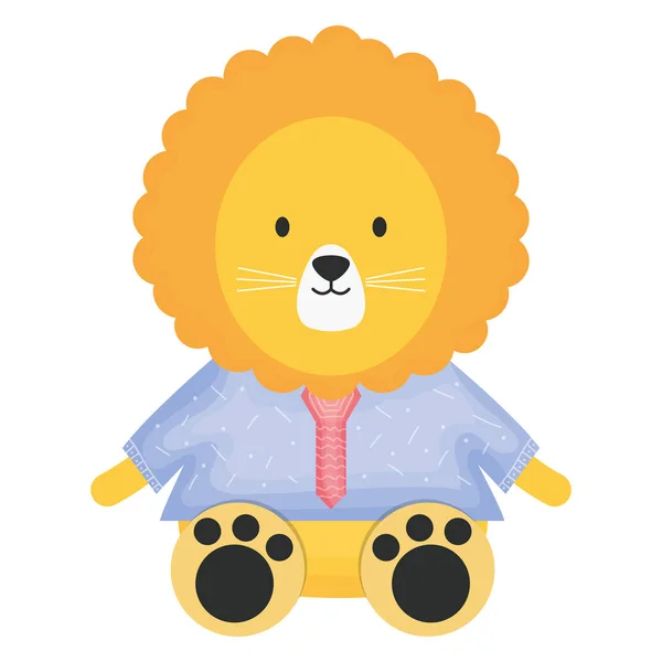 Lindo león carácter infantil — Vector de stock