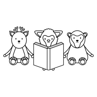 sevimli grup hayvanlar çocukça karakterler