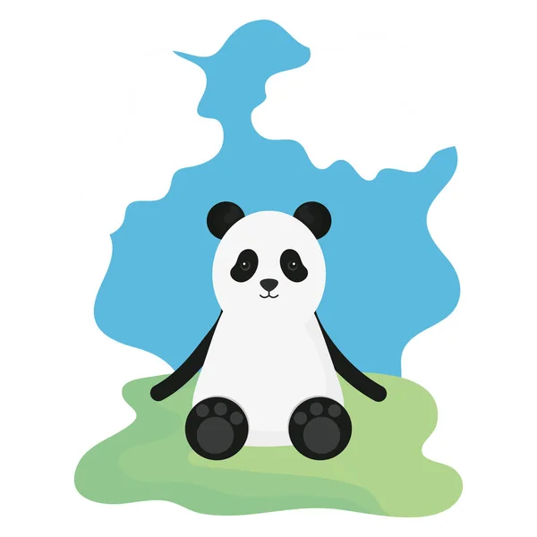 Lindo oso panda en el campamento infantil carácter — Vector de stock