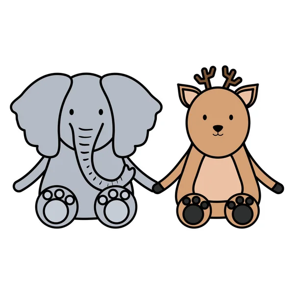 Elefante lindo y personajes de renos — Archivo Imágenes Vectoriales