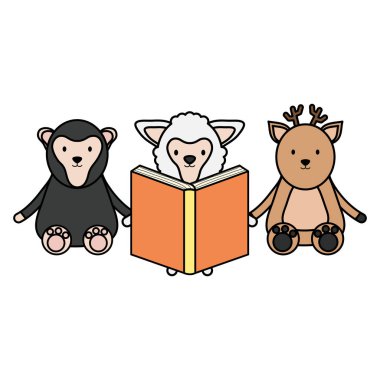 sevimli grup hayvanlar çocukça karakterler