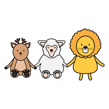 sevimli grup hayvanlar çocukça karakterler