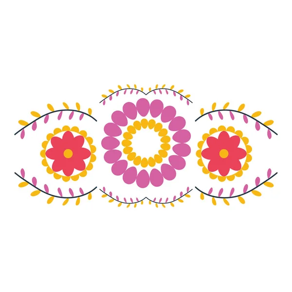 Fleurs et feuilles mexicaines décoration — Image vectorielle