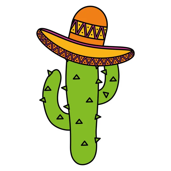 Plante de cactus avec chapeau mexicain — Image vectorielle