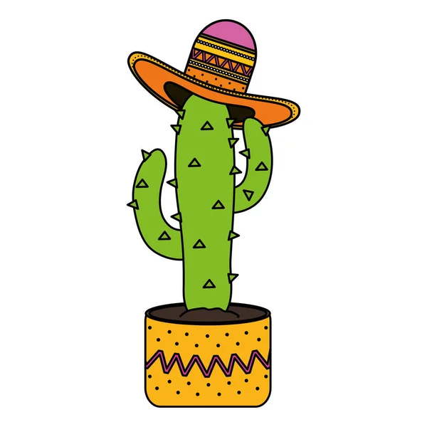 Planta de cactus con sombrero mexicano — Archivo Imágenes Vectoriales