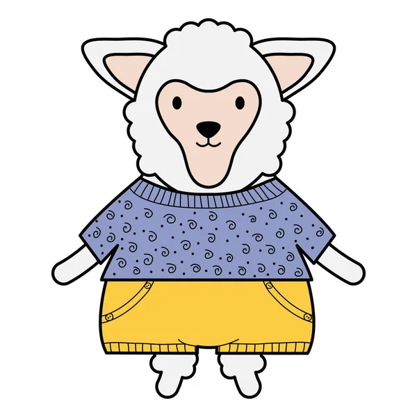 Sevimli koyun çocuksu karakter — Stok Vektör