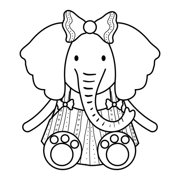 Lindo elefante femenino carácter infantil — Vector de stock