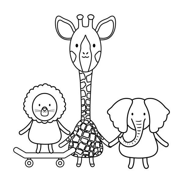 Lindos animales de grupo personajes infantiles — Archivo Imágenes Vectoriales