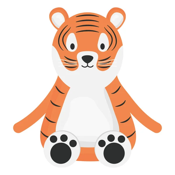 Tigre mignon caractère enfantin — Image vectorielle