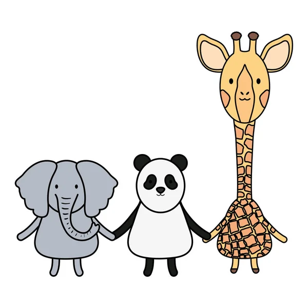 Lindos animales de grupo personajes infantiles — Archivo Imágenes Vectoriales