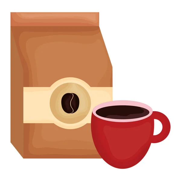 Prodotto sacchetto di caffè con tazza — Vettoriale Stock