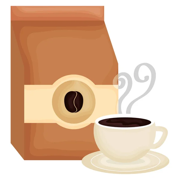 Producto de la bolsa de café con taza — Vector de stock