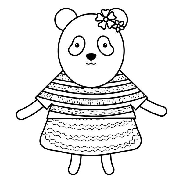Cute female bear panda childish character — Stock Vector