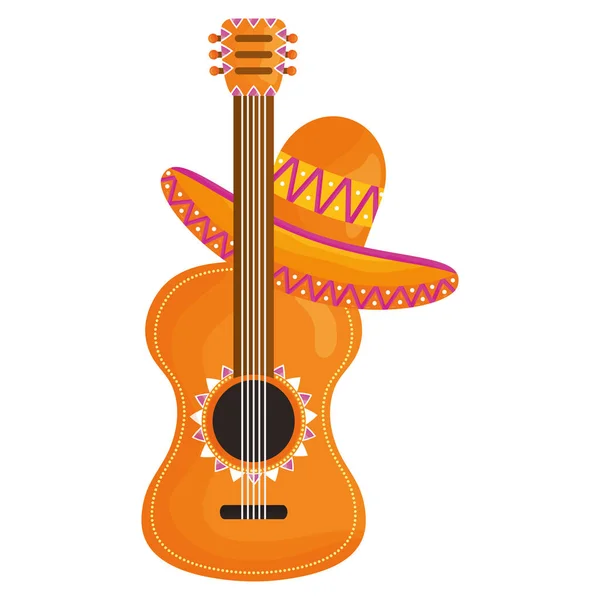 Guitar with mexican hat — Stock Vector