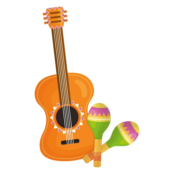 Gitarr-och maracas-instrument — Stock vektor