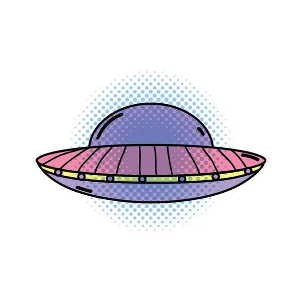 Ufo fliegt Pop Art Stil — Stockvektor