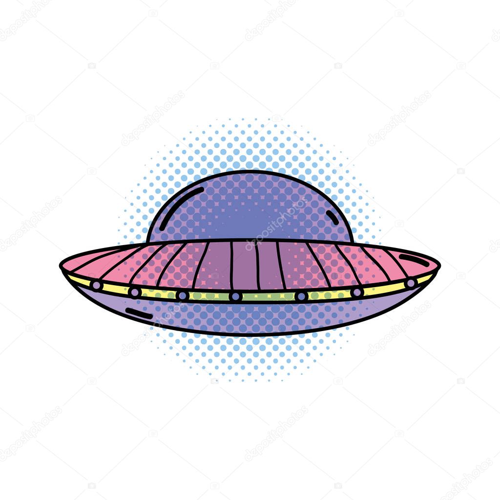 ufo flying pop art style