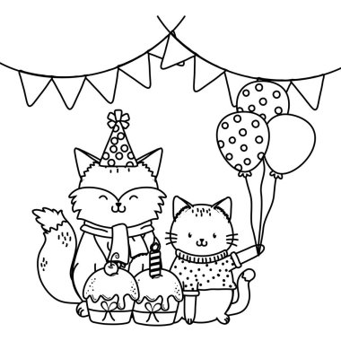 Sevimli güzel hayvanlar karikatür