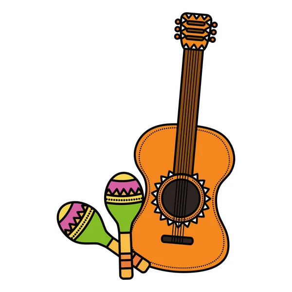 Gitarr-och maracas-instrument — Stock vektor