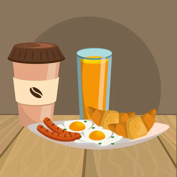 Delicious tasty breakfast cartoon — Stock Vector