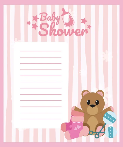 Bambino doccia carta bianca — Vettoriale Stock