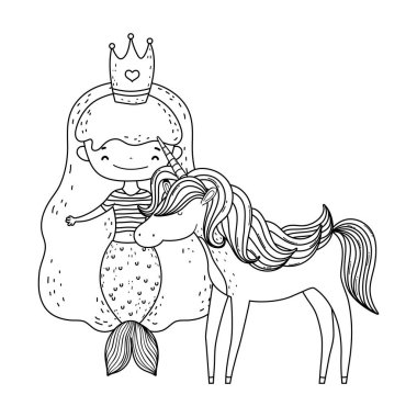 tek boynuzlu at karakterleri ile sevimli denizkızı