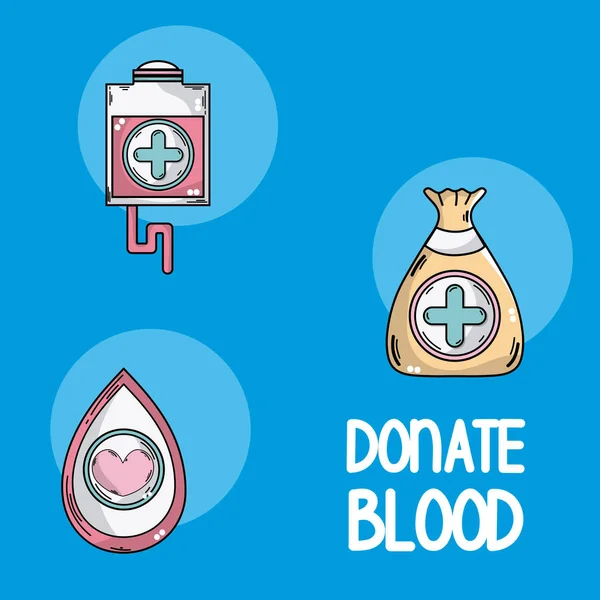 Donar iconos de sangre — Vector de stock