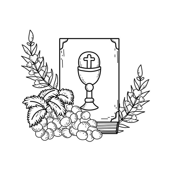 holy bible book with grapes fruits