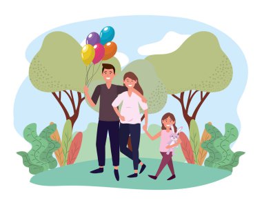 sevimli kızı ile sevimli kadın ve adam